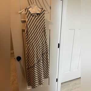 Banana Republic Cream and Navy Striped High-Low Maxi Dress